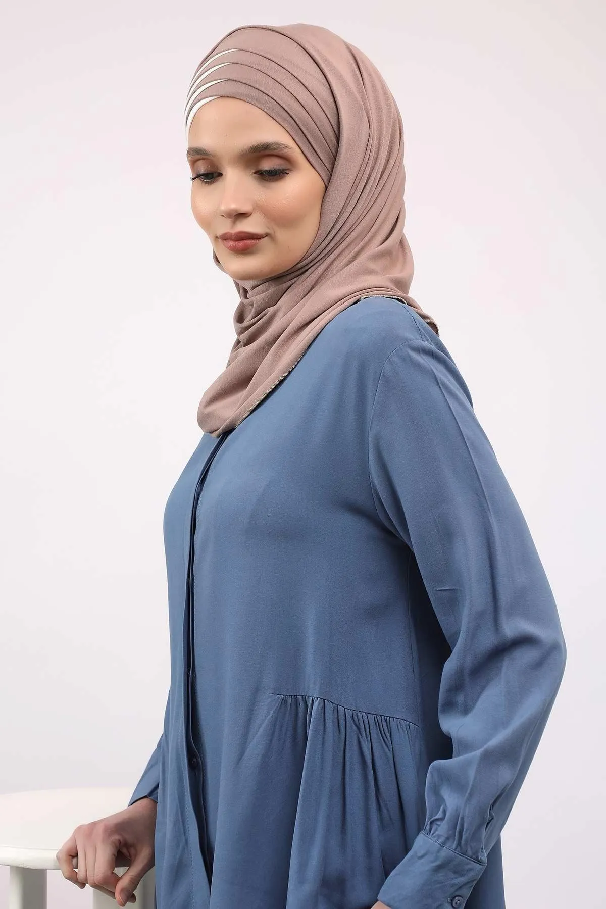 Two Colors Elegant Jersey Shawl for Women  Cotton Wrap Modesty Turban Cap Scarf,CPS-49