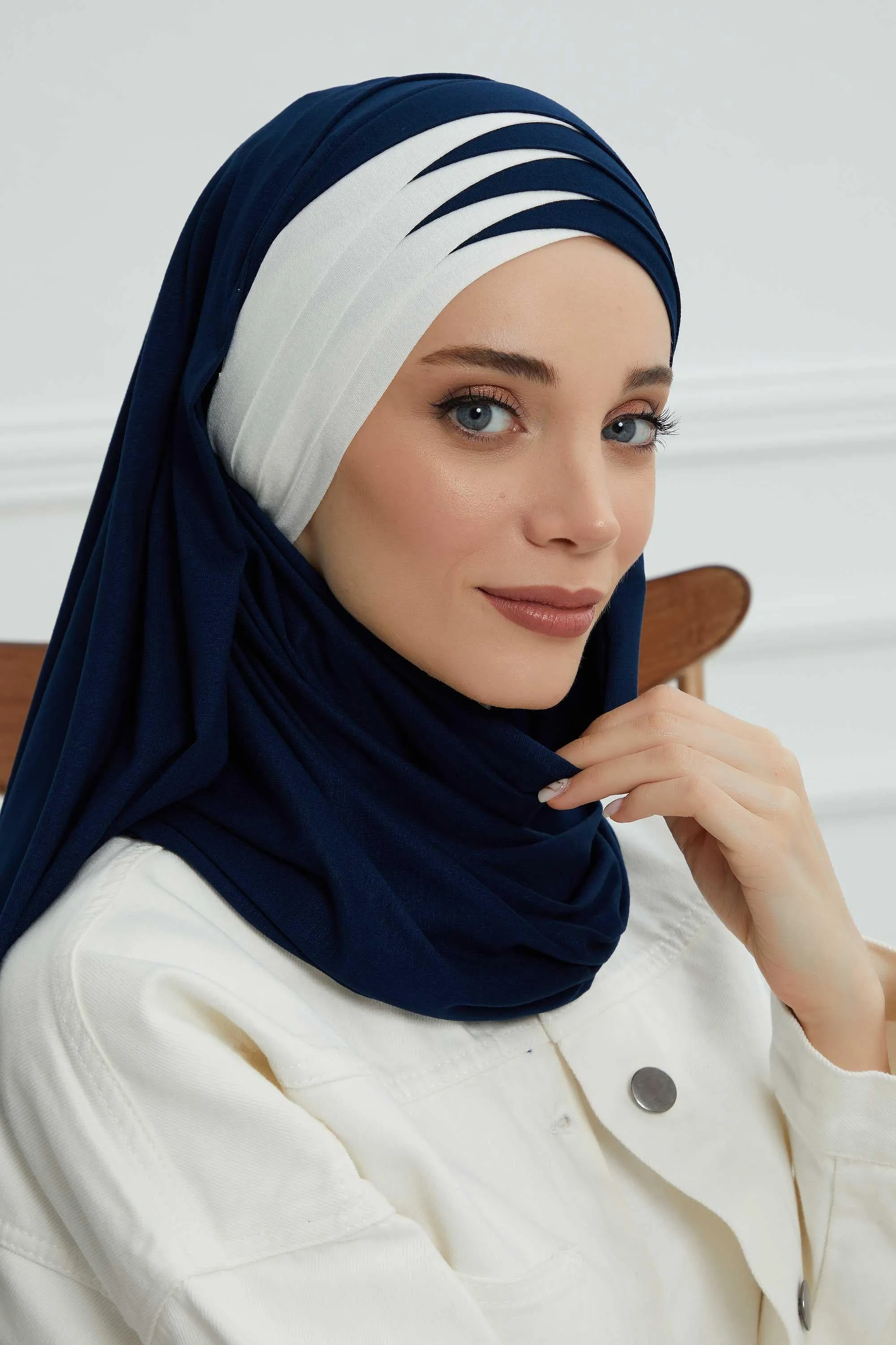Two Colors Elegant Jersey Shawl for Women  Cotton Wrap Modesty Turban Cap Scarf,CPS-49