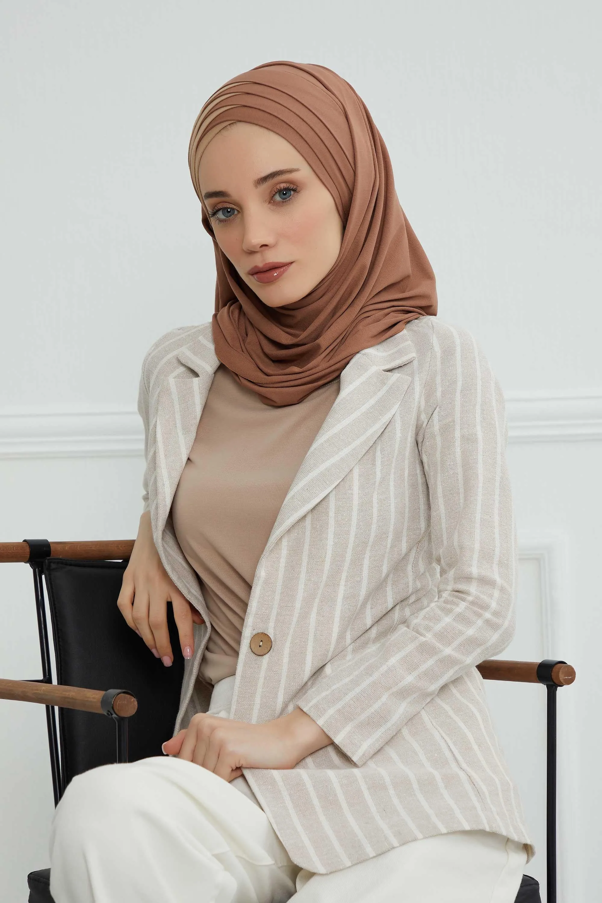 Two Colors Elegant Jersey Shawl for Women  Cotton Wrap Modesty Turban Cap Scarf,CPS-49