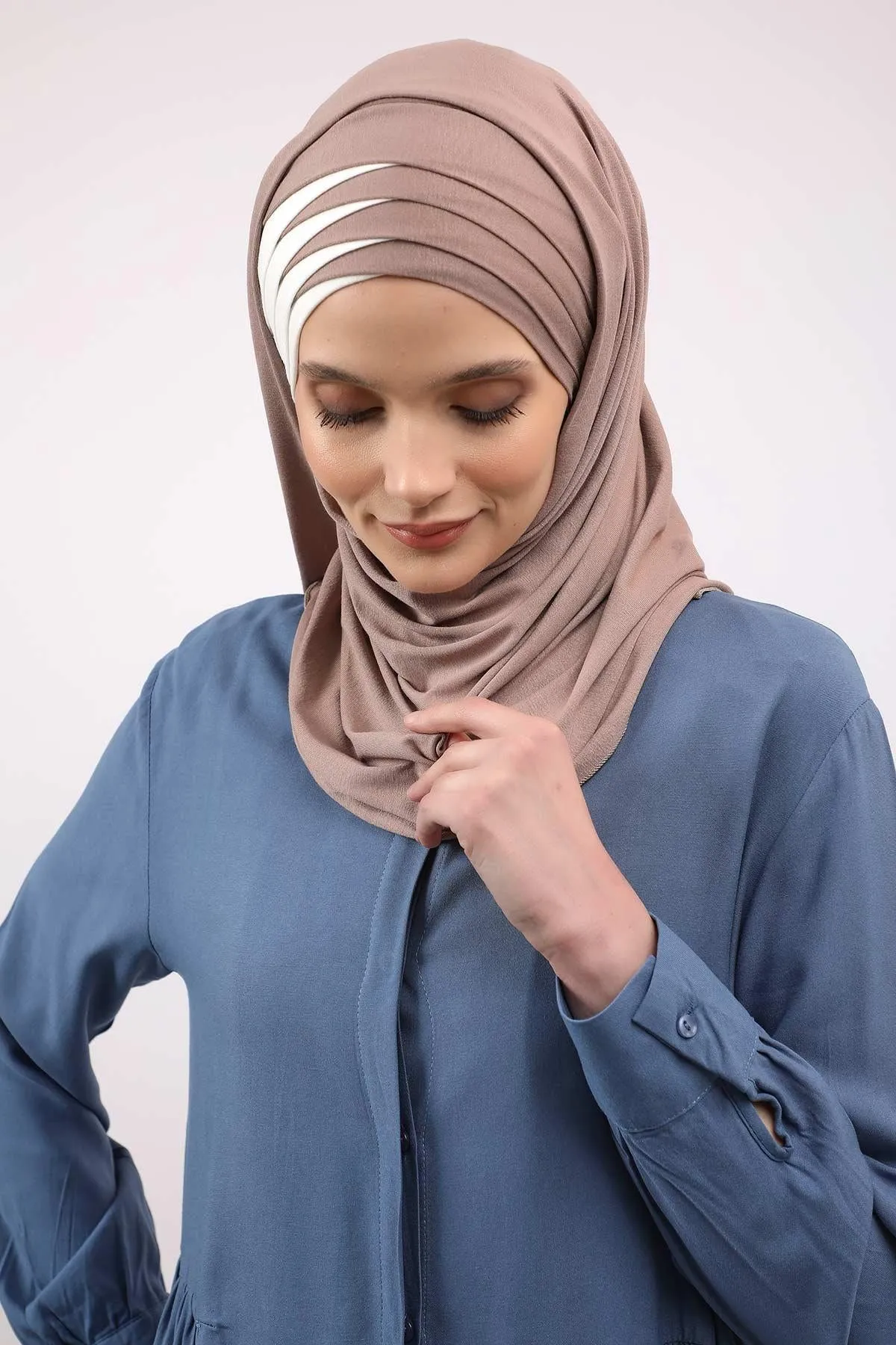 Two Colors Elegant Jersey Shawl for Women  Cotton Wrap Modesty Turban Cap Scarf,CPS-49