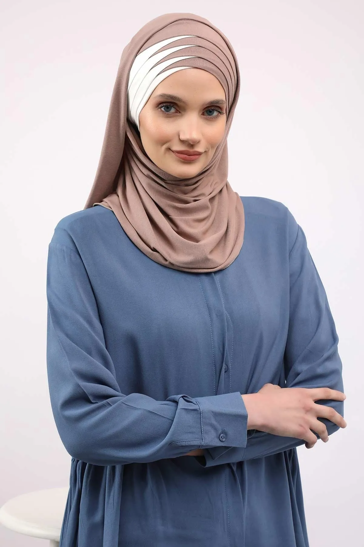 Two Colors Elegant Jersey Shawl for Women  Cotton Wrap Modesty Turban Cap Scarf,CPS-49