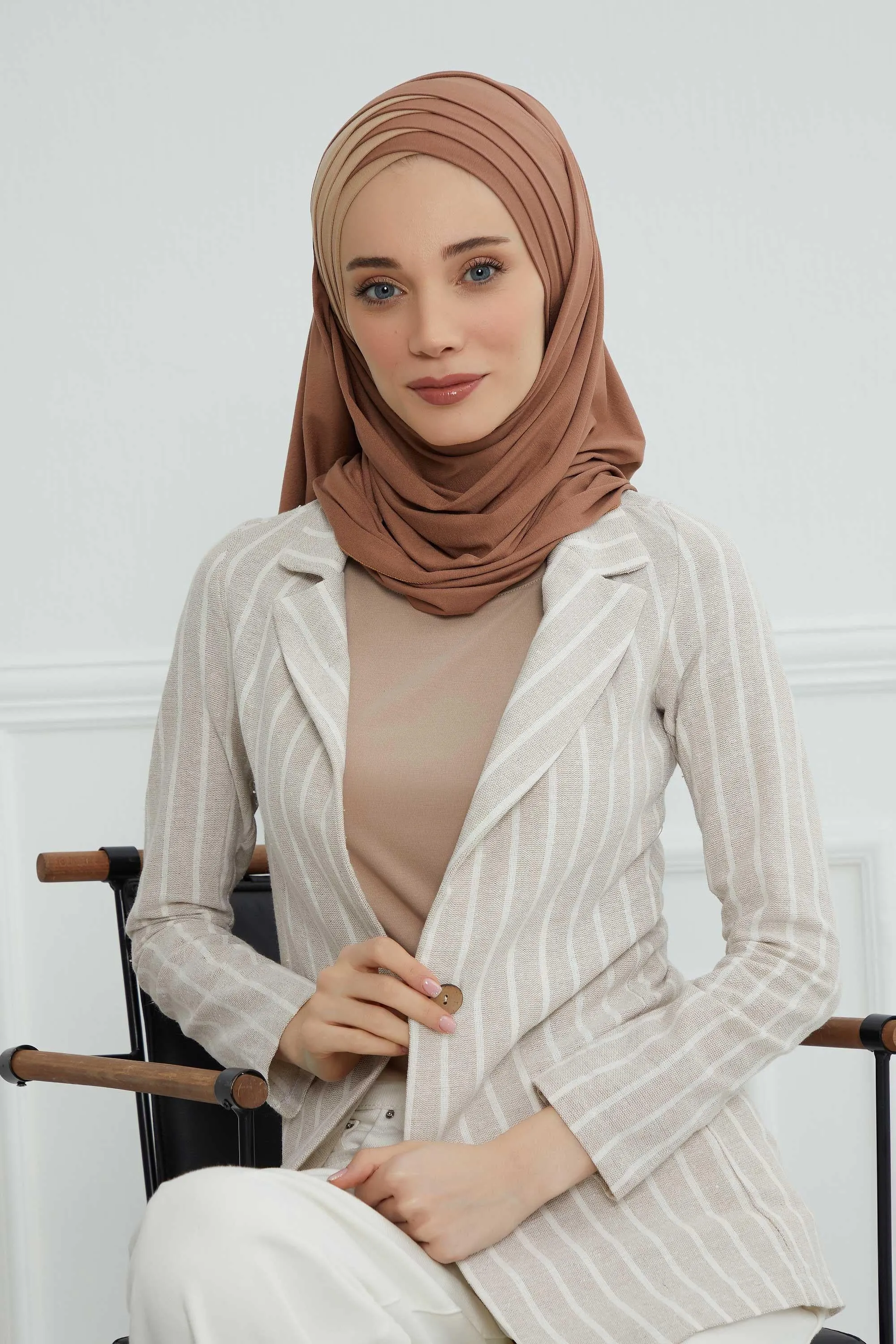 Two Colors Elegant Jersey Shawl for Women  Cotton Wrap Modesty Turban Cap Scarf,CPS-49