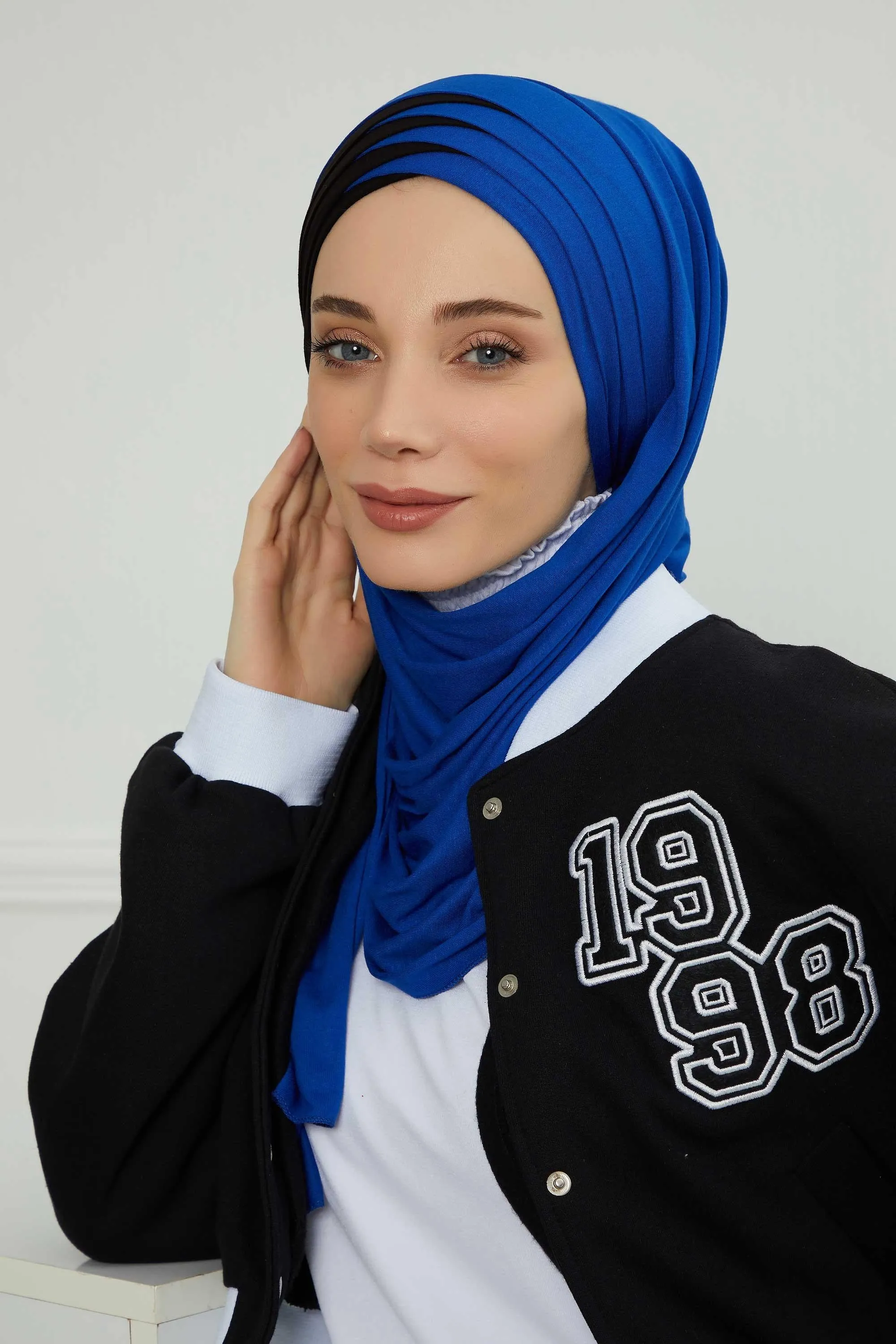 Two Colors Elegant Jersey Shawl for Women  Cotton Wrap Modesty Turban Cap Scarf,CPS-49