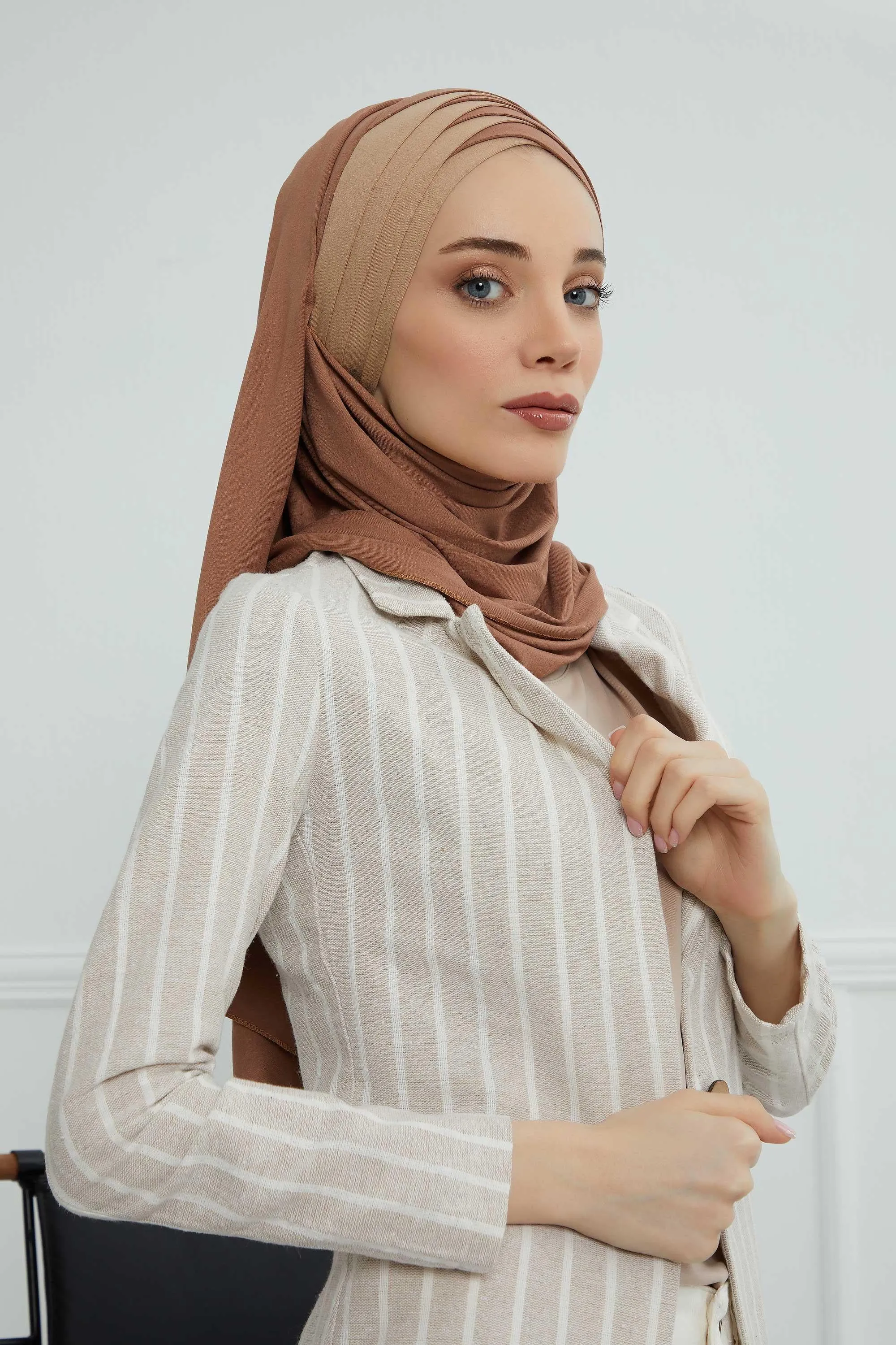Two Colors Elegant Jersey Shawl for Women  Cotton Wrap Modesty Turban Cap Scarf,CPS-49