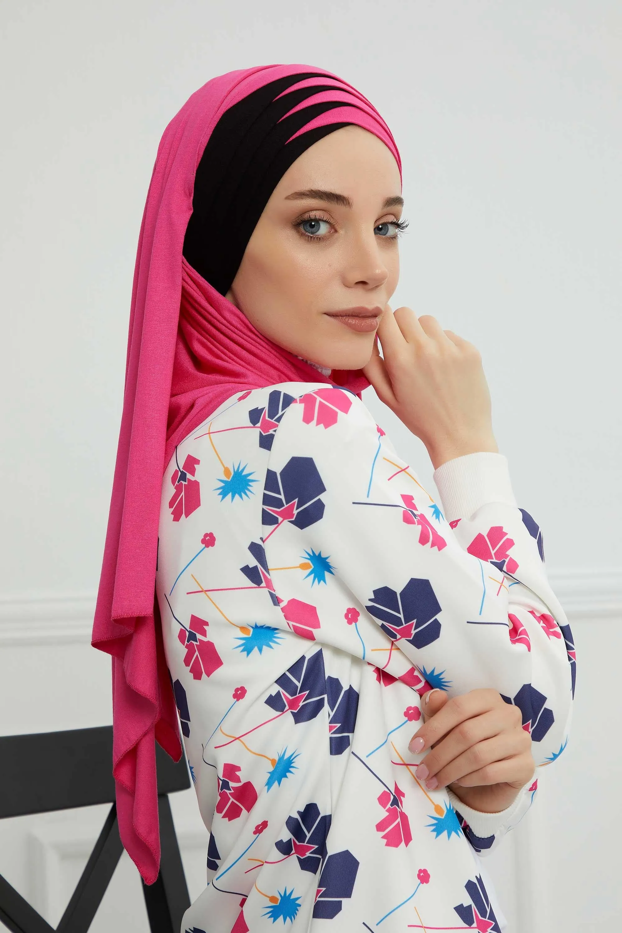 Two Colors Elegant Jersey Shawl for Women  Cotton Wrap Modesty Turban Cap Scarf,CPS-49