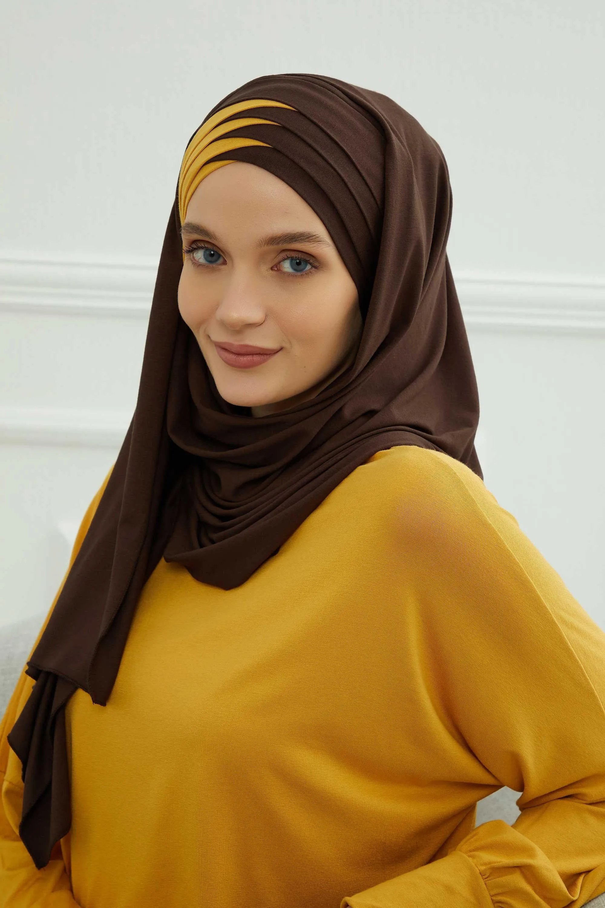 Two Colors Elegant Jersey Shawl for Women  Cotton Wrap Modesty Turban Cap Scarf,CPS-49