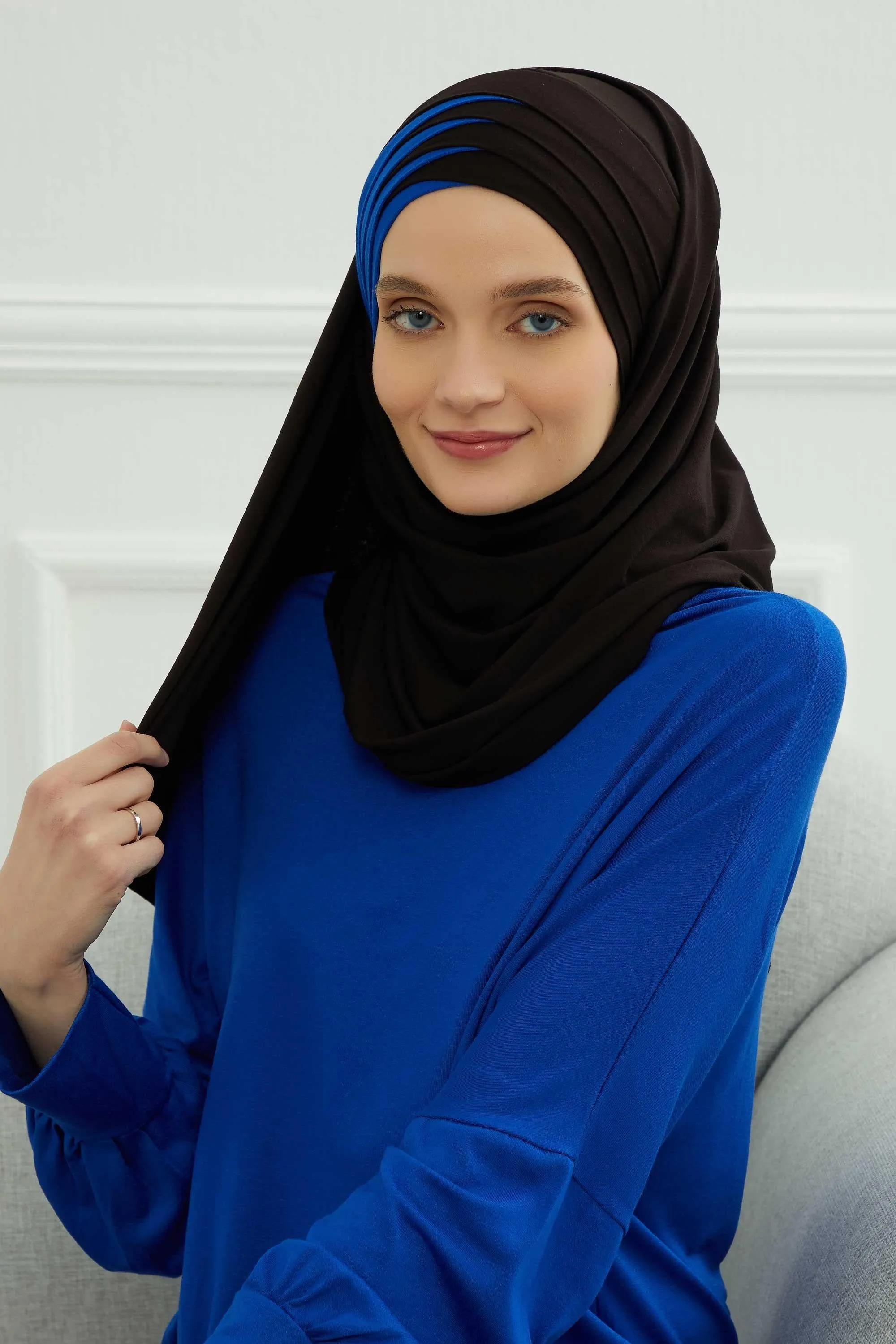 Two Colors Elegant Jersey Shawl for Women  Cotton Wrap Modesty Turban Cap Scarf,CPS-49