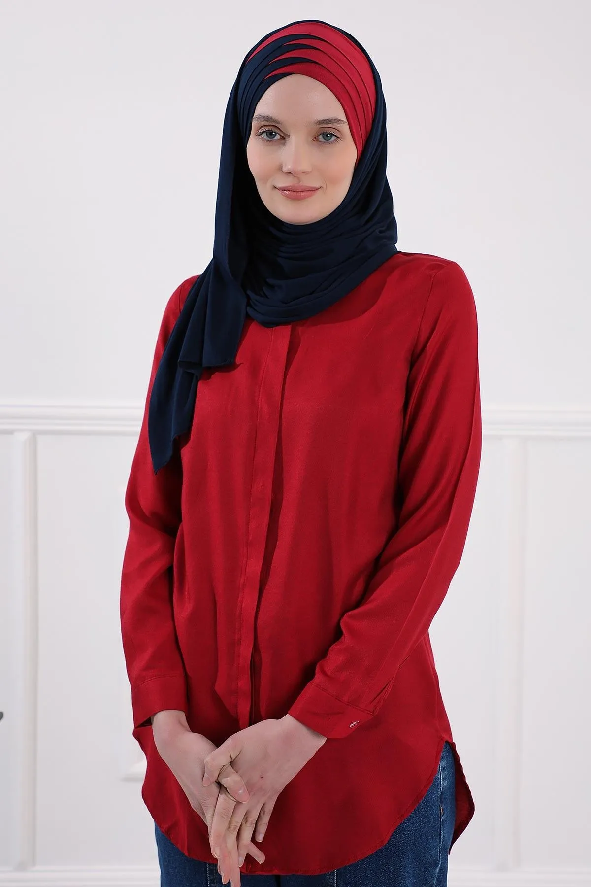 Two Colors Elegant Jersey Shawl for Women  Cotton Wrap Modesty Turban Cap Scarf,CPS-49