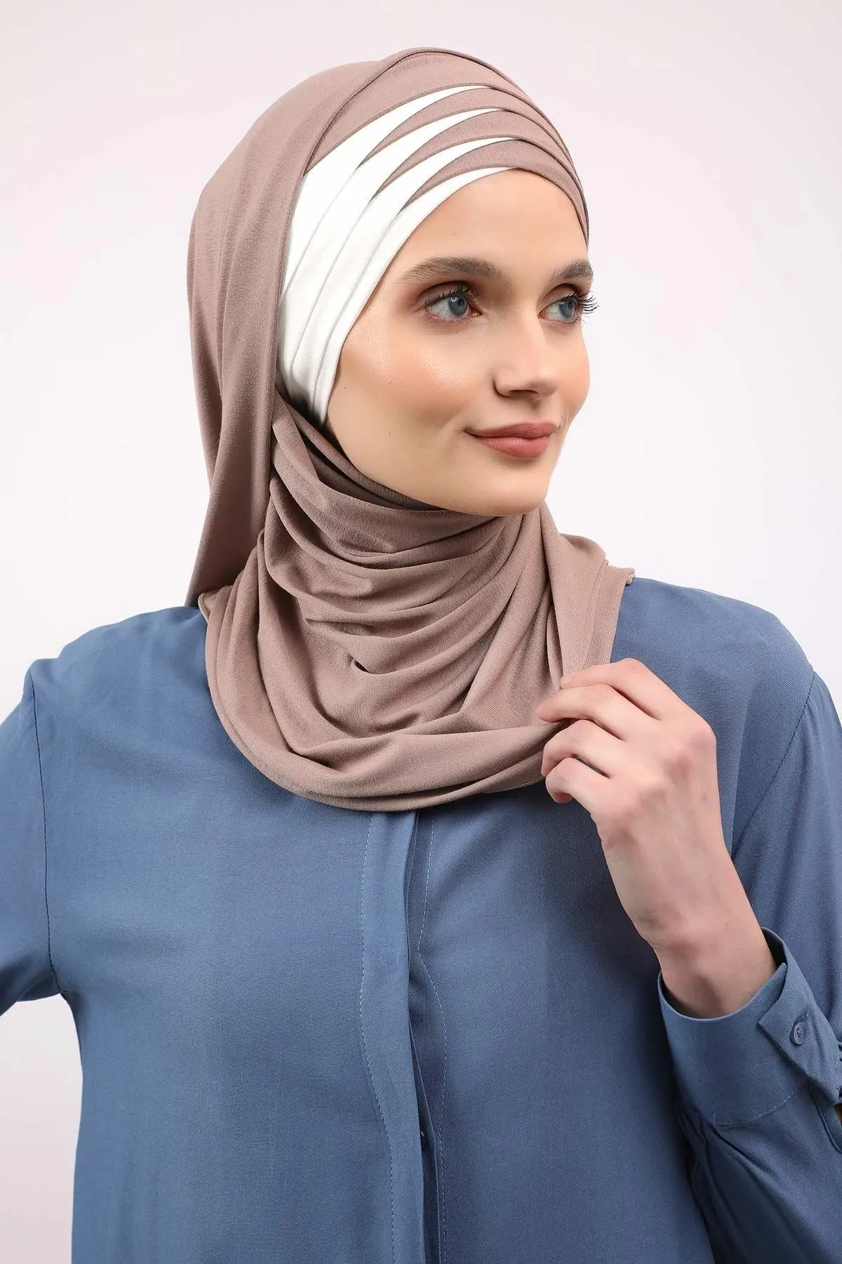 Two Colors Elegant Jersey Shawl for Women  Cotton Wrap Modesty Turban Cap Scarf,CPS-49