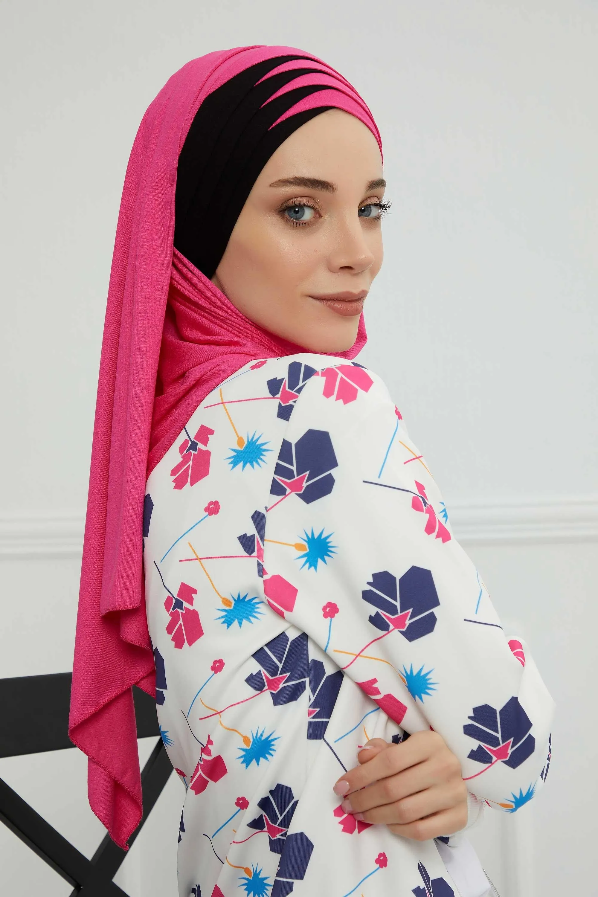 Two Colors Elegant Jersey Shawl for Women  Cotton Wrap Modesty Turban Cap Scarf,CPS-49