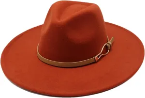 Unisex Fedoras Hat Women Big Wide Brim Vintage Khaki Felted Jazz Hat Winter Formal Dress Cap