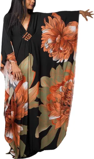 Venasha Womens Caftan Floral Print Kaftan Dress Short Sleeve Swimsuit Cover up Loungewear for Summer