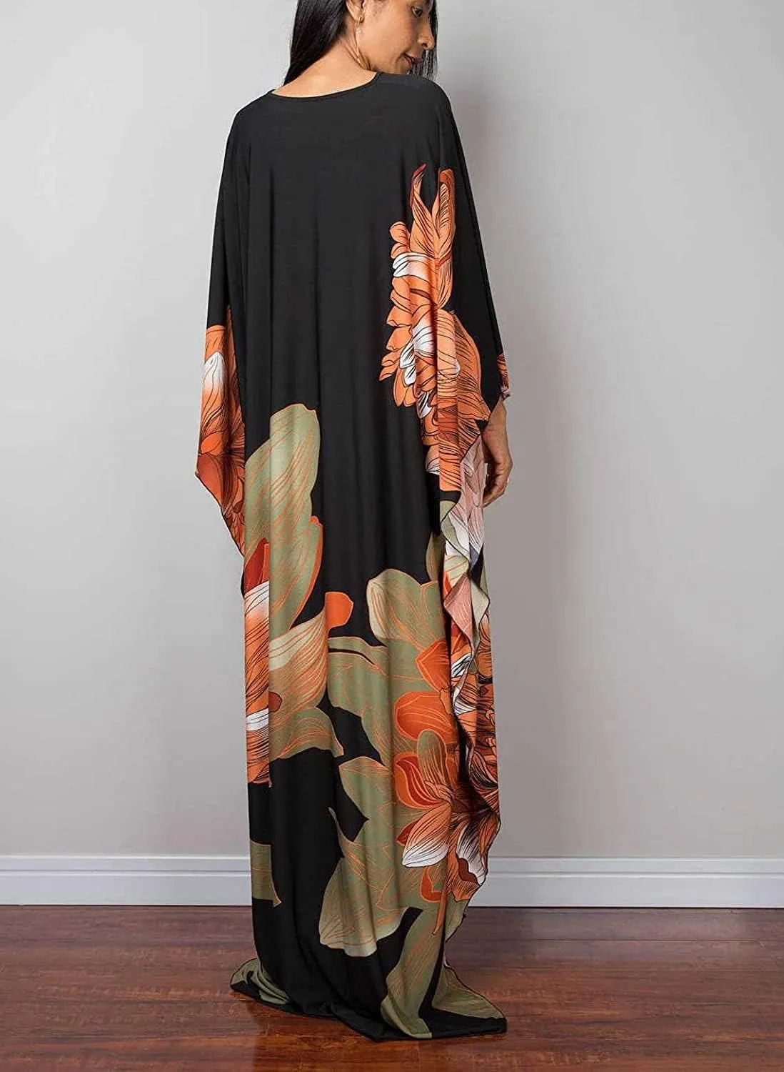 Venasha Womens Caftan Floral Print Kaftan Dress Short Sleeve Swimsuit Cover up Loungewear for Summer