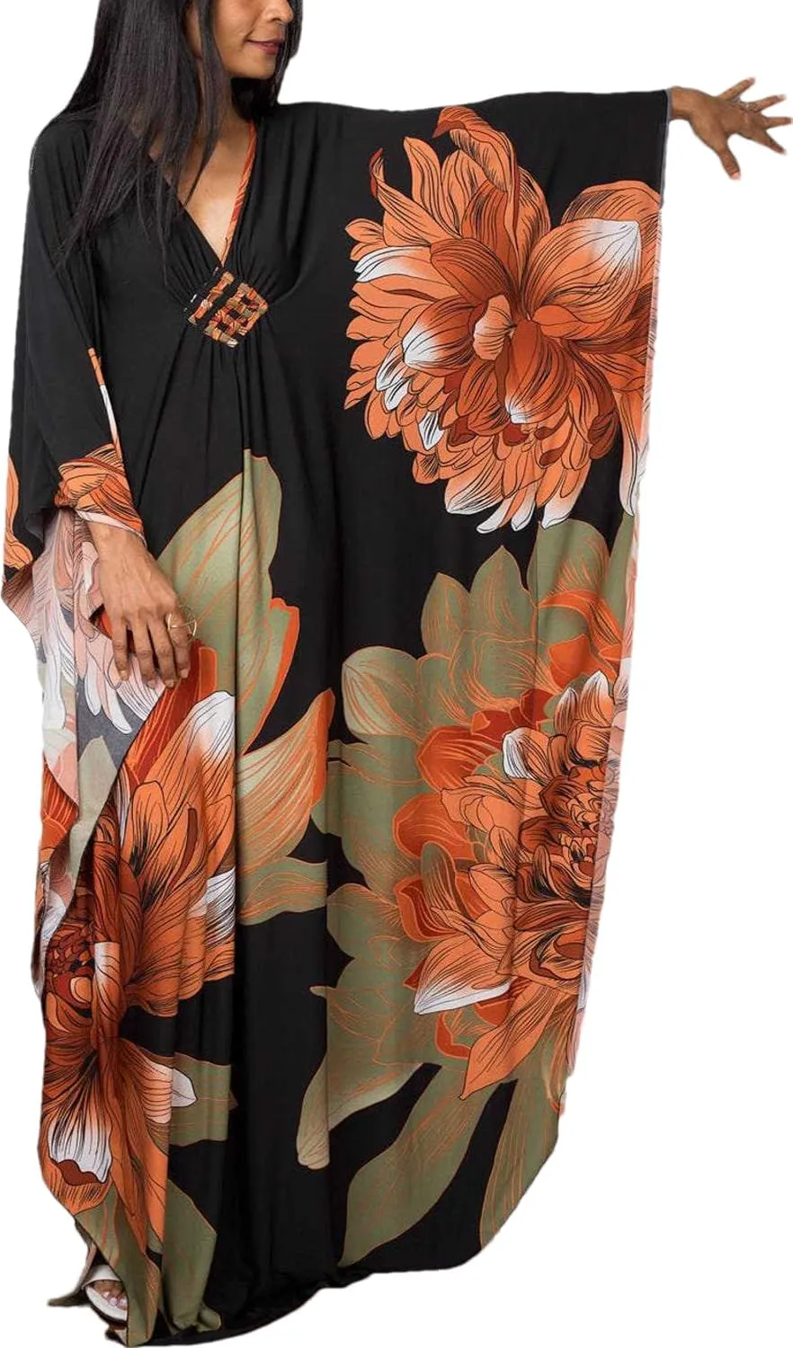 Venasha Womens Caftan Floral Print Kaftan Dress Short Sleeve Swimsuit Cover up Loungewear for Summer