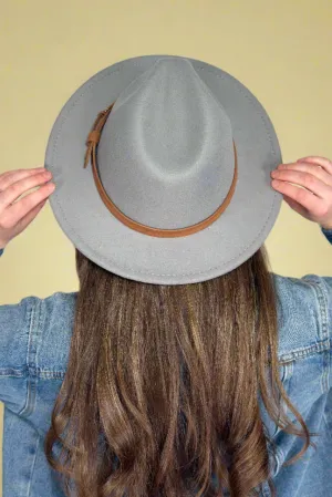 Vintage Fedora Tie Trim Hat Grey
