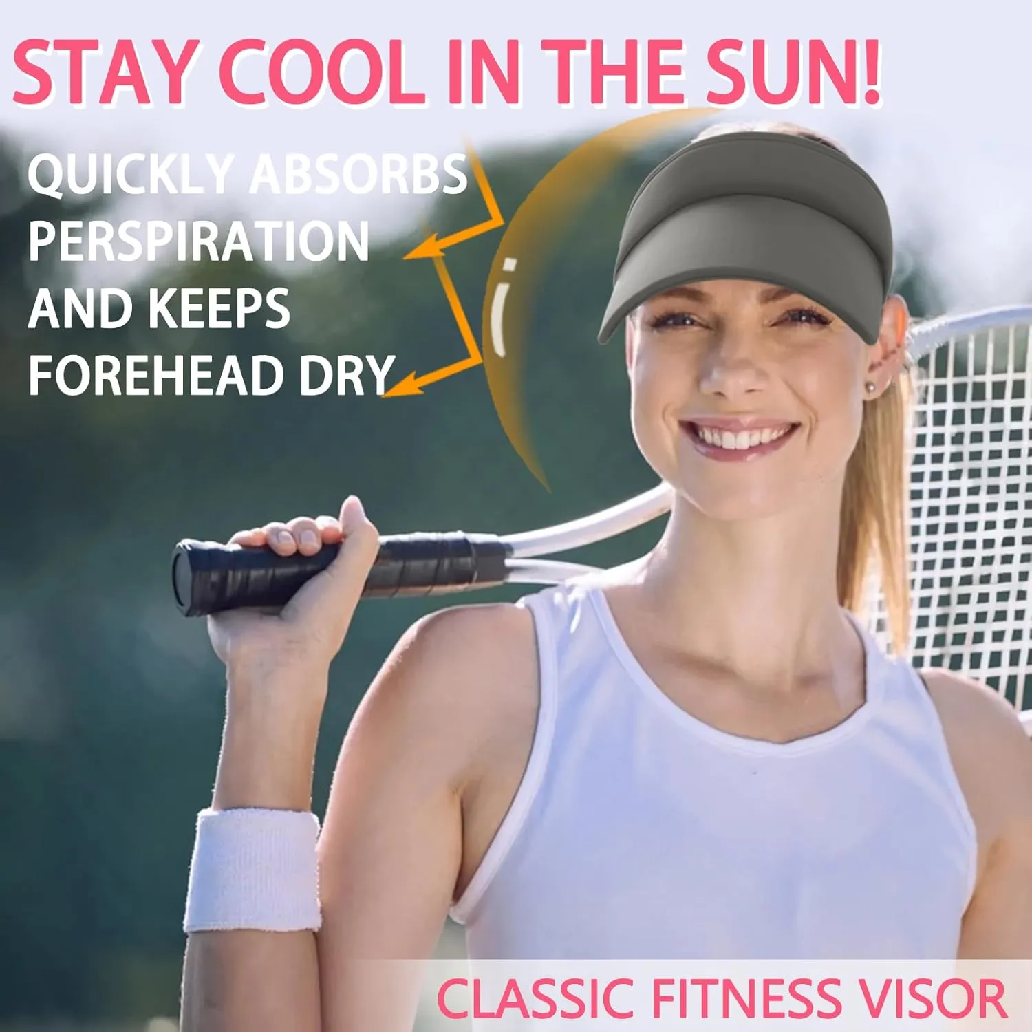 Visor Hats for Women/Men Sun Protection UPF 50  Wide Brim Sport Hats Adjustable Empty Top Cap for Golf, Running