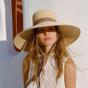 Wide Brim Beach Hats with Ribbon for Women - Sun Hats, Summer Brim, Straw Elodie
