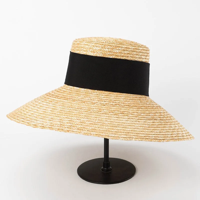 Wide Brim Beach Hats with Ribbon for Women - Sun Hats, Summer Brim, Straw Elodie
