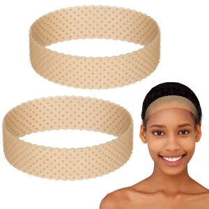 WILLBOND 2 Pieces Silicone Wig Grip Band Adjustable Silicone Wig Headband Non Slip Strong Holder for Men Women Sports Yoga(Light Brown)