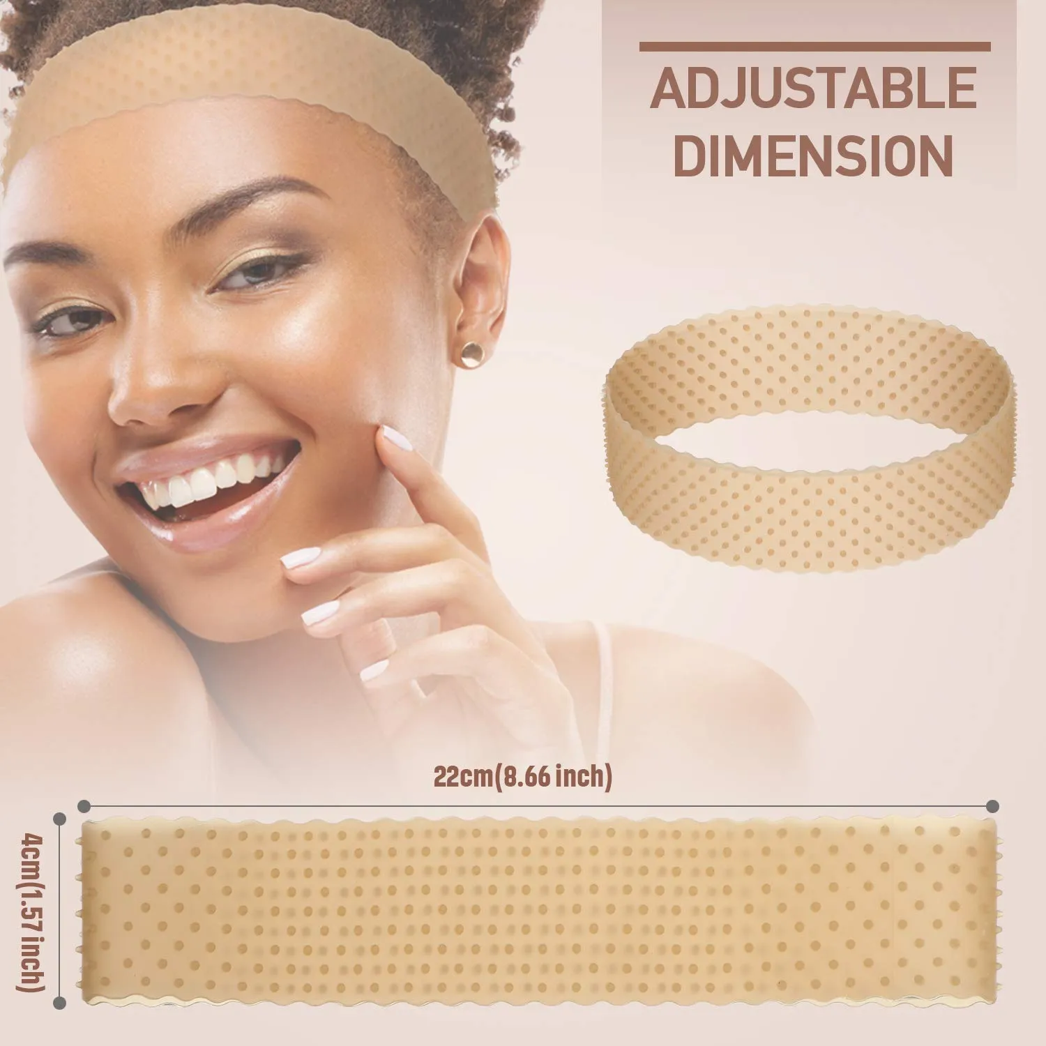 WILLBOND 2 Pieces Silicone Wig Grip Band Adjustable Silicone Wig Headband Non Slip Strong Holder for Men Women Sports Yoga(Light Brown)
