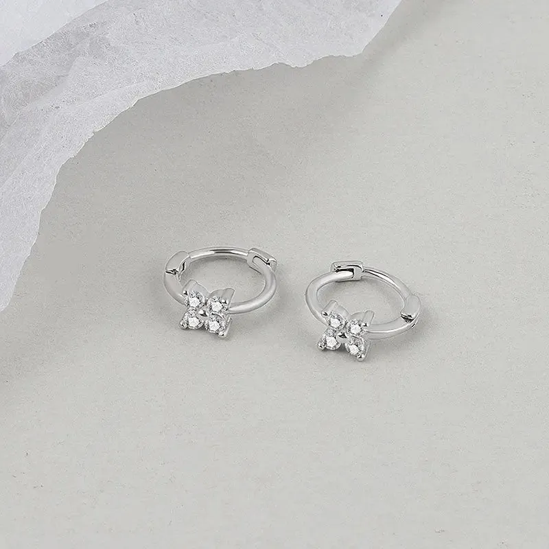 Women Minimalist Butterfly Diamond Stud Earrings