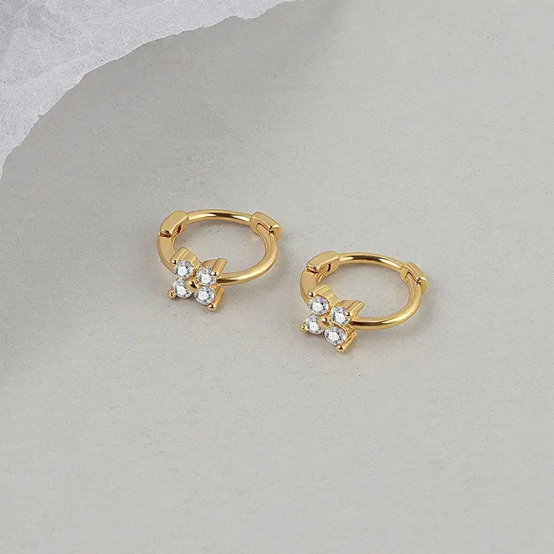 Women Minimalist Butterfly Diamond Stud Earrings