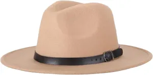 Women's Vintage Jazz Hat Outdoor Casual Wide Brim Fedora Hat for Men Women Floppy Panama Cap Beige