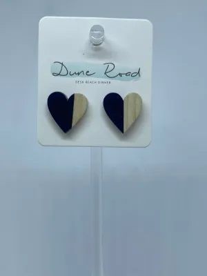 WOOD RESIN EARRINGS HEART STUD