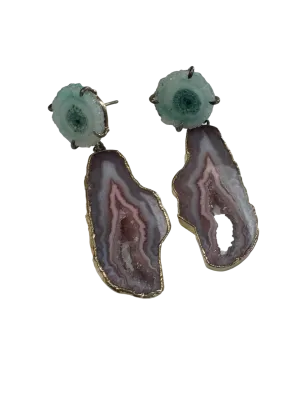 YAA YAA LONDON Multicoloured Agate Statement Earrings
